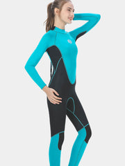 SLINX 3MM Women One Piece Full Wetsuit Black Green Side